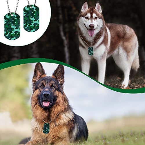 24 Pcs Camouflage Dog Tags Acrylic Army Dog Tags Camo Party Favors Army Birthday Favors Camo Necklace With Metal Beaded Chain For Kids Men Dogs Soldier Arm (Green) #TOP4