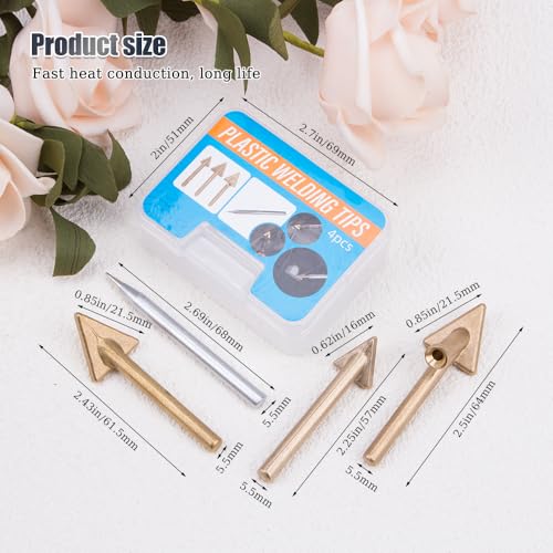 Image of 4Pcs Professional Plastic Welder Replacement Tips Copper Head Soldering Iron Tips for Leather Shoe Repairs Welder Accessories for Smooth Car Bumper Repair