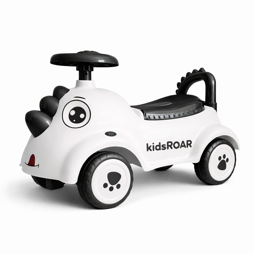 kidsROAR Push Ride On Car for Kids 1-5 Years | Baby Push Car with Music, 3D Lights & Backrest | Premium Ride On Toy Supports Up to 35kg (Unicorn, Black)