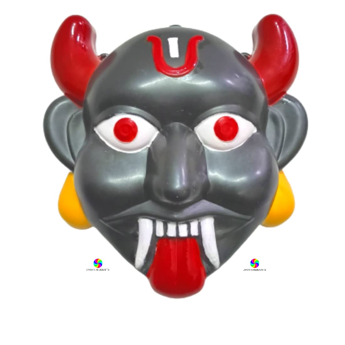 DRAVY HANDICRAFTS Nazar Battu for home entrance Evil Eye Protector Plastic Mask For Pooja Wall Hanging Nazar Suraksha Kawach for House Entrance, Office, Shops, Car, Truck (Size- 7X7 Inches)