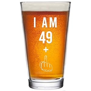 49 + One Middle Finger 50th Birthday Gifts for Men Women Beer Glass – Funny 50 Year Old Presents – 16 oz Pint Glasses…