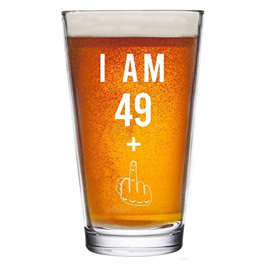 49 + One Middle Finger 50th Birthday Gifts for Men Women Beer Glass – Funny 50 Year Old Presents - 16 oz Pint Glasses Party Decorations Supplies - Craft Beers Gift Ideas for Dad Mom Husband Wife 50 th