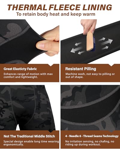 Muezna Men's Thermal Top and Bottom Set Underwear Long Johns Base Layer with Soft Fleece Lined3