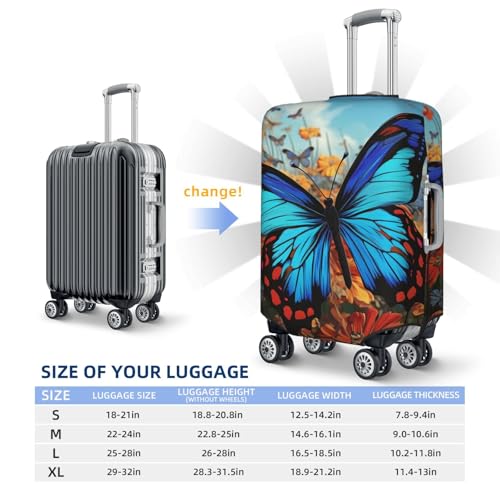 Travel Luggage Cover Big Butterfly Suitcase Protector Elastic Washable Stretch Suitcase Protector Anti-Scratch Travel Suitcase Cover Fit 18-32 Inch Luggage2