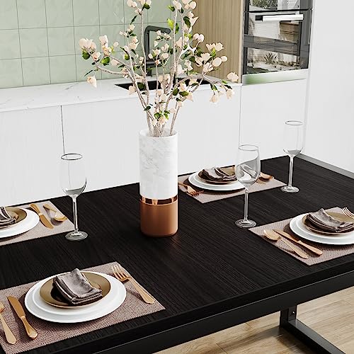 Image of SHA CERLIN Kitchen Dining Table Set for 4 with Benches, Rustic Small Space Saving Dinette, Heavy Duty Metal Frame