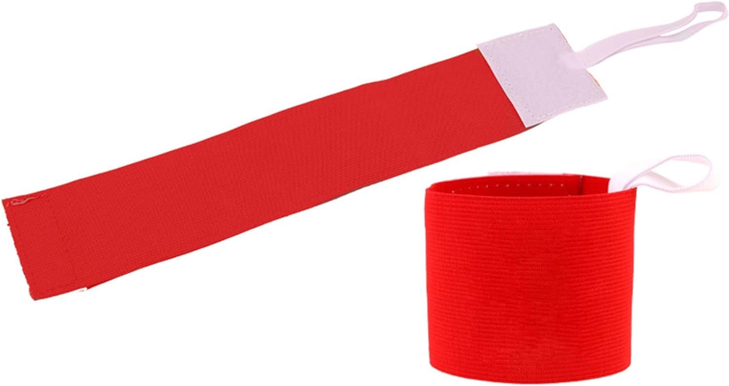 1Pc Red Adult Squad Armbands Elastic Non-Slip Adjustable Arm Band Neon Colored Adhesive Armband for Soccer Football Training Team Sports Supplies, Football Hand and Arm Pads, Protective Gear