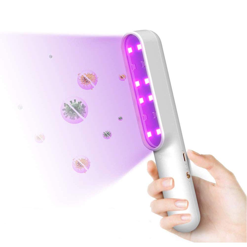 Luz desinfectante UV portátil, varita desinfectante de mano Lámpara de esterilización ultravioleta Luz de esterilizador UVC de carga USB para viajes al hogar