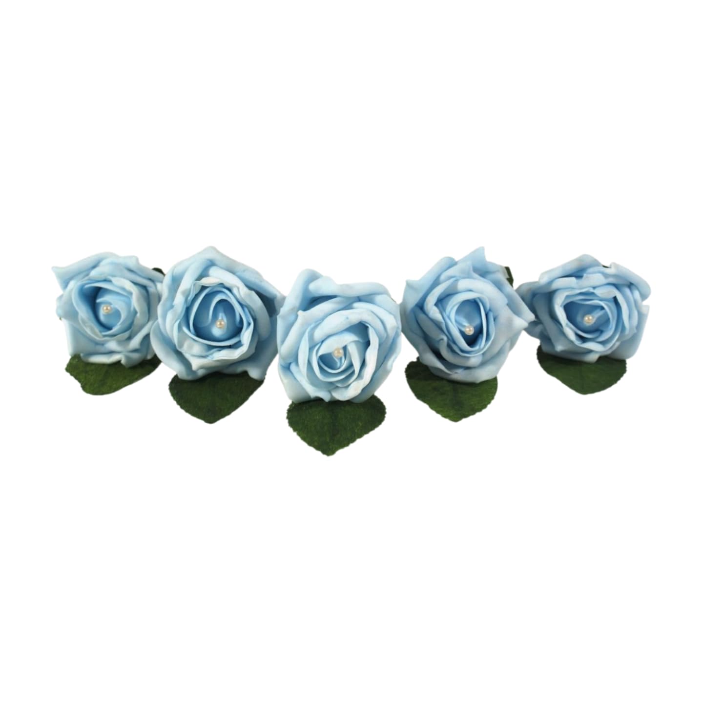 Shimmer-hj 50 Baby Blue Handmade Rose Buttonholes with Pearl - Artificial Flower Boutonniere & Corsage for Weddings, Proms, Bride, Groom, Bridesmaid & Guests — image 1