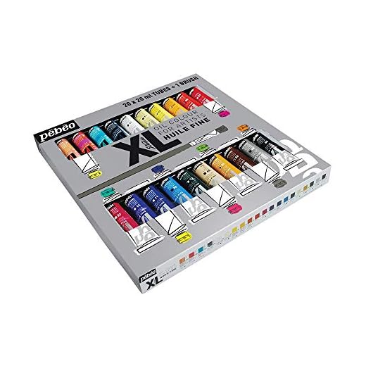 Pébéo 920221 Ó l e o F i n o S t u d i o X L Estuche 20 tubos 20 ml, 20 tubos 20 ml surtidos 1 pincel, Multicolor