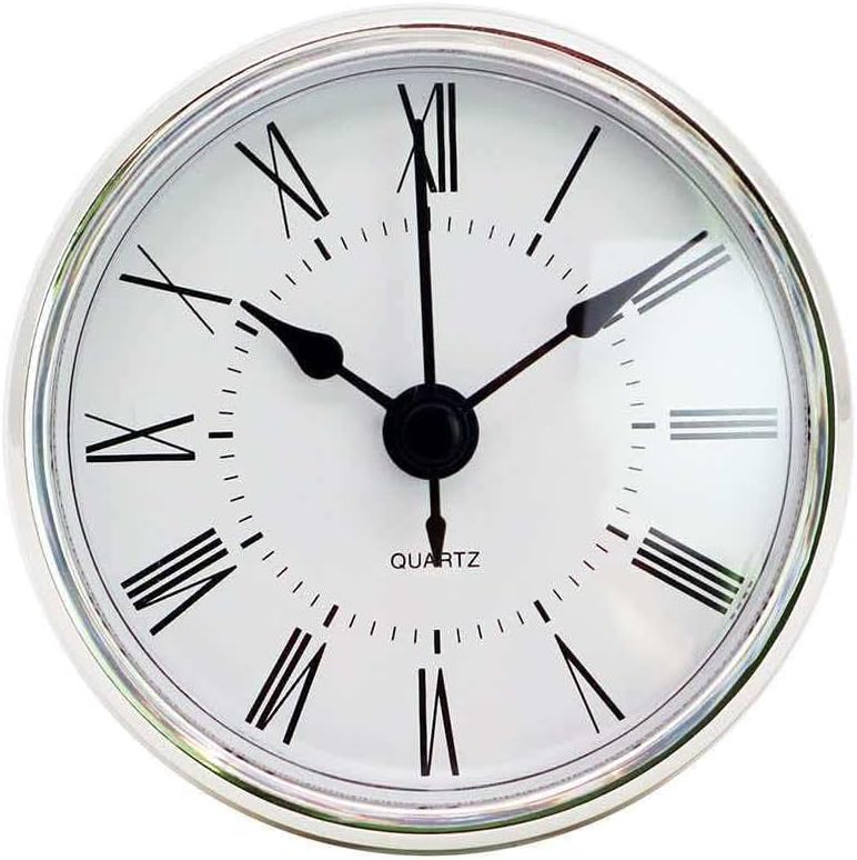 2 3/4" Quartz Clock Insert Fit Up Movement 70 mm White Roman Dial