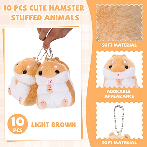 10 Pcs Hamster Plush Stuffed Animal, Hamsters Plush Toys Cute Hamster Toy Gift Keychain For Kids Birthday Party Favors Treasure Chest Prizes Goodies Treat Bag Filler (Light Brown) #TOP1