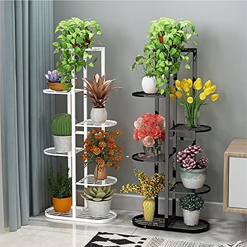 Image of MetalTouch Multi-Tiered Metal Flower Pot Stand - Indoor 6 Layer Tier Iron Plant Pot Display Rack Plant Pot Holder Tall Plant Flower Shelf for Living Room Balcony Living room & Court Garden (Black)