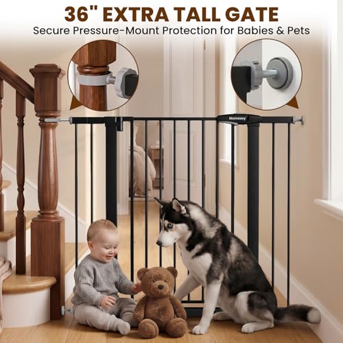 Image of Mumeasy 36 inch Extra Tall Baby Gate for Stairs, 29.7-43 inch Auto Close Dog Gate