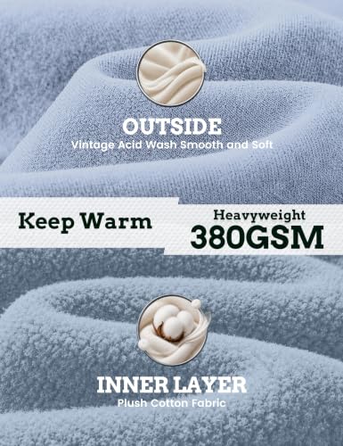 Image of FAIABLE Womens Oversized Acid Wash Hoodie Unisex Heavyweight Fleece Cotton Hoodies Vintage Washed Sweatshirt for Women