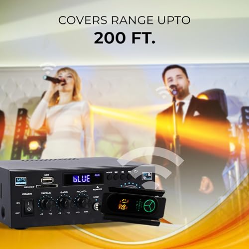 Image of FLYBALL Dual UHF Wireless Microphone Set with Metal Handheld Mics & Receiver | 200ft Range, 10H Battery, Type-C Charging | Karaoke, DJ, Stage, Church, PA (SLM 520 VLA Dual)