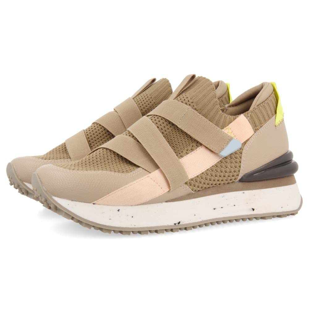 GIOSEPPO Sneakers Beige Tipo calcetín con Cintas para Mujer tole