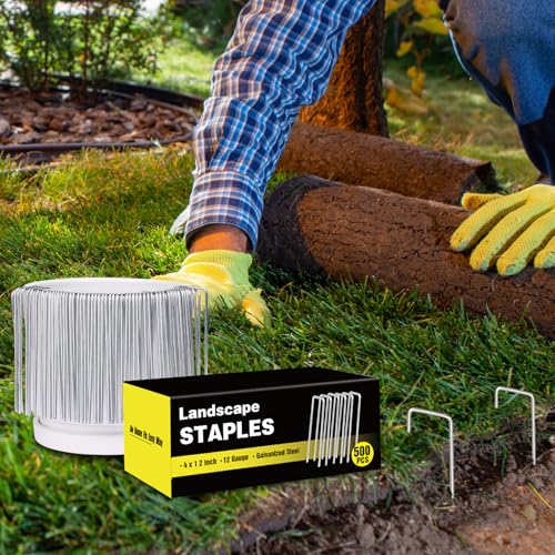 Image of HongWay 500 Pack Landscape Staples 4 Inch, Galvanized Garden Stakes