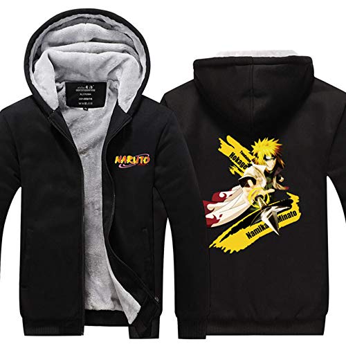 WUJIAJIA Sudaderas con Capucha Anime Heroes Naruto Hombre Chaqueta con Cremallera Gruesos Cálido Abrigo de Invierno Cover