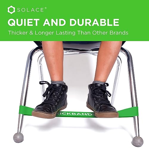 Kick Bands Chair Bands For Kids With Fidgety Feet - Fidget Chair Bands For Kids 12-Pack - Kickbands Bouncy Adhd Band For Classroom Chairs & Desks - Solace Sensory Kickband (Green) #TOP2