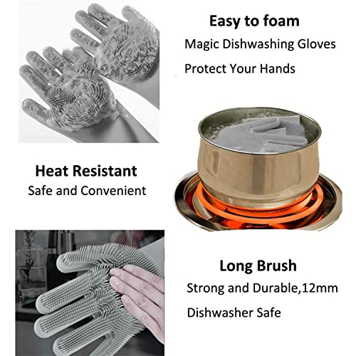 Image of IRONFIX 2 pair NS Hand Gloves | Silicone Gloves for Kitchen, Gloves for Washing Utensils | Silicone Gloves for Cleaning, Washing Dish, Car, Bathroom (1 Pair) Multicolor (2 Pair)