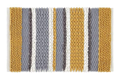 Catherine Lansfield Textured Stripe Bath Mat Ochre