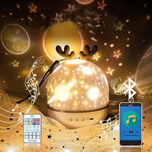 Chiristmas Gift Star Projector, Night Light Projector for Kids,Starry Night Light with Bluetooth Speaker & Remote Timer& 360 Rotating - 6 Sets of Film 8 Songs for Baby Room/ Party Decor
