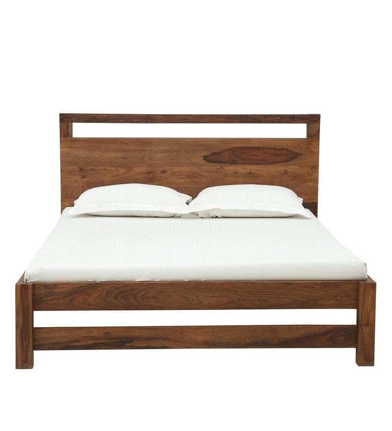 Image of SANKAT MOCHAN Industries Solid SHEESHAM Honey Brown Wooden King Size Bed Double Bed Furniture for Bedroom, Living Room, Home & Hostel (Honey Finish) Matters Size (6 * 6) ((M.S. Size 72 * 72 INCH))
