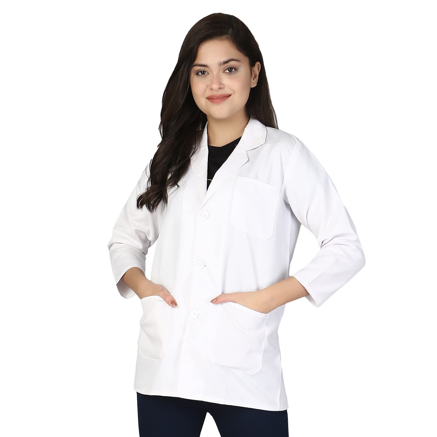 stanforch Doctor's Coat/Lab Coat/Medical Coat Long Sleeve with 3 Pocket. Size - S, 36"-picture-11