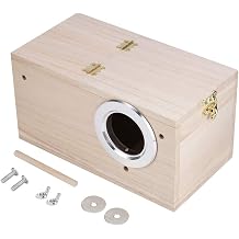 Bird Nest,Wooden Parakeet Nesting Box Parrot House Bird Breeding Box Cockatiel Nest Love Bird Cage Squirrel Nest Box for Home 02