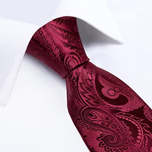 Image of DiBanGu Extra Long Tie for Men 63 inch XL Silk Necktie Set | Pocket Square and Cufflinks, Big and Tall, Jacquard Woven, Gift Box, Paisley /Plaid /Solid /Striped, for Weddinng Party Business