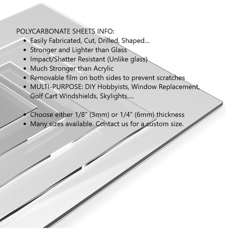 Clear Polycarbonate Sheet (32” x 48”, 1/8