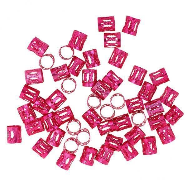 SNAPPSY 7xPhenovo 50pcs/Pack Hair Braid Cuff Adjustable Hair Dreadlock Beads Fushcia-picture-4