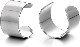 2pcs Stainless Steel Ear Cuff Ear Clip Non-Piercing Clip On Earrings for Men and Women