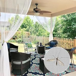 PONY DANCE Outdoorgordijn met tunnelzoom, doe-het-zelf, verstelbare buitengordijnen, terras, muggennet, outdoor gordijn, waterdicht, paviljoen, wit, set van 2, H 213 x B 300 cm