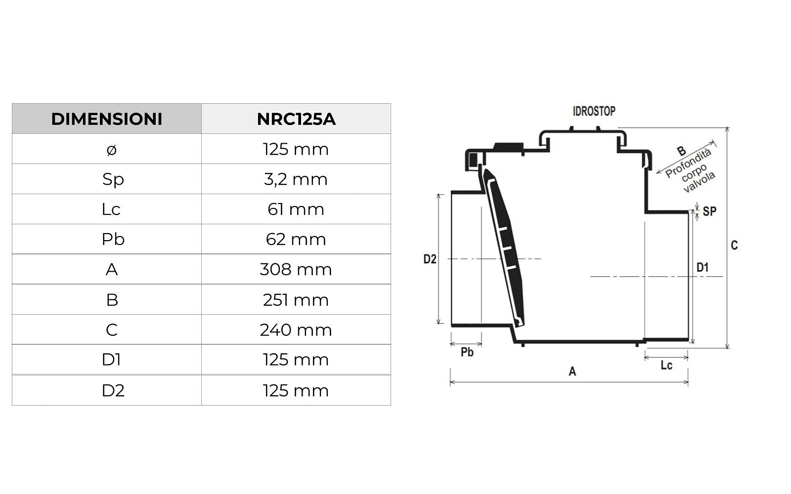 First plast nrc125 a Válvula antirretorno de PVC ad pegar, rojo, diámetro 125 mm)