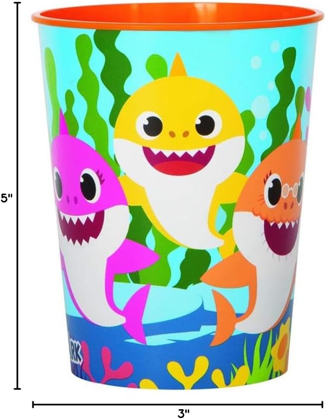 Baby Shark Durable Plastic Stadium Cup - 16 oz. (1 Pc) - Colorful & Eco-friendly Party Accessory, Perfect for Kids' Birthdays & Events