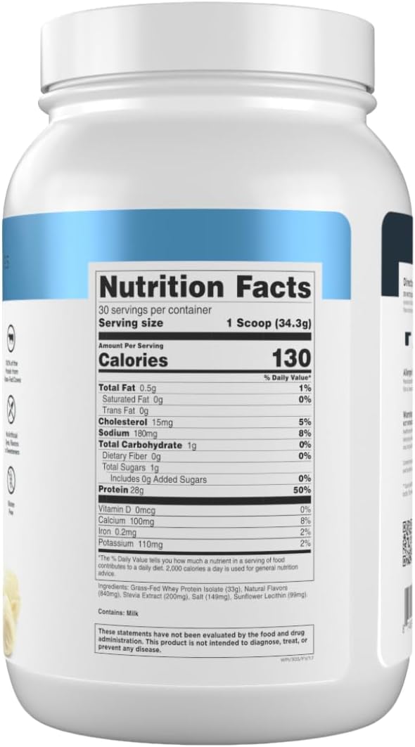 Grass-Fed Whey Protein Isolate - Naturally Flavored,