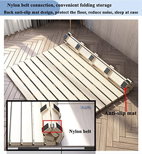 Lobotou Breathable Moisture-Proof Bed Plate, Guest Tatami Mat,Wood Roll-Type Slatted Bed Japanese Floor Futon Mattress, Floor Sleep Bedding (Full) #TOP4