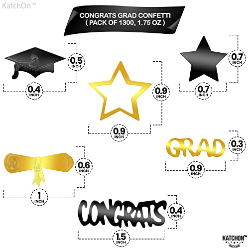 Image of Graduation Decorations 2026 | Black and Gold Grad Confetti 2026 - Pack of 1300 | Congrats Grad Confetti for Graduation Table Decorations | Black and Gold Grad Table Decorations 2026, KatchOn