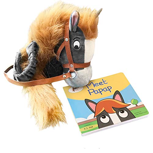 Papap Pony Original Handsfree Hobby Horse and Book: Updated Stick Horse (Children Age 2-5) Hand-Crafted Reading and Riding Toy Gift Set for Toddlers and Preschoolers