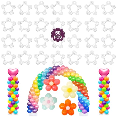 50 Pcs Balloon Clips, Balloons Flower Shape Clips, Balloon Arch Clip Connector, Party Balloon Ring Buckle for Balloons Arch, Balloon Clips Holder for Wedding Celebration, Birthday Party