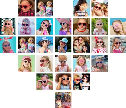 Gleyemor Kids Rainbow Sunglasses Polarized Cute Heart Shaped Sunglasses for Kids Girls Age 3-84