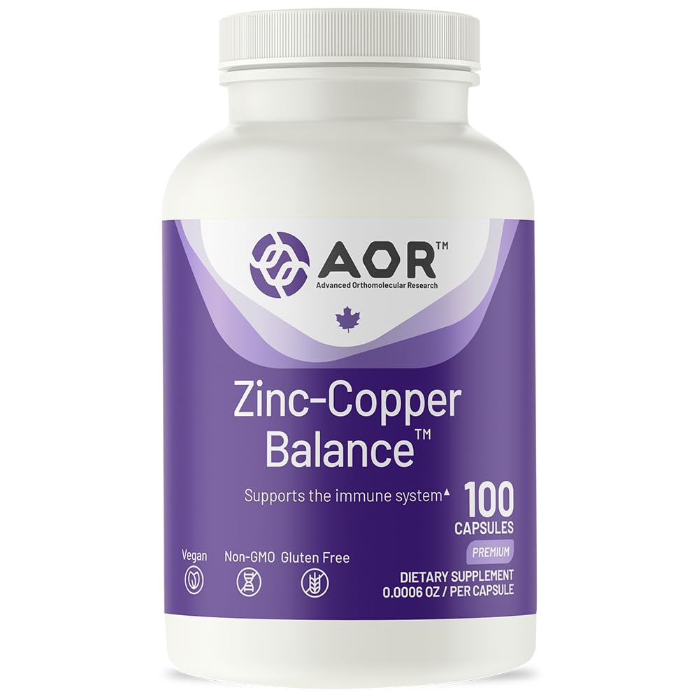 AOR Zinc Copper Balance Capsules, 15mg Zinc 2mg Copper, 100 Vegan Capsules