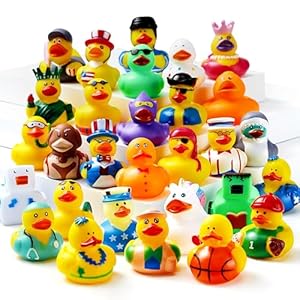 JOYIN 30 Pcs Rubber Ducks, Random Assortment Ducks Bulk with Mesh Carry Bag, Mini Rubber Duckies for Toddler Baby Bath Toys, Kids Bath Pool Toys Birthday Gifts Party Favors
