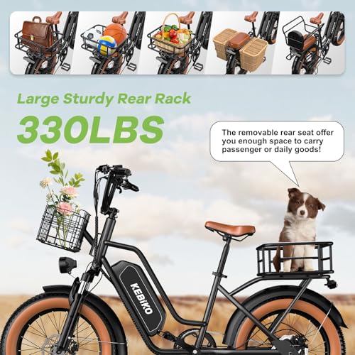 Electric Bike for Adults, 20″x 4″ Fat Tire 35MPH Cargo Ebike