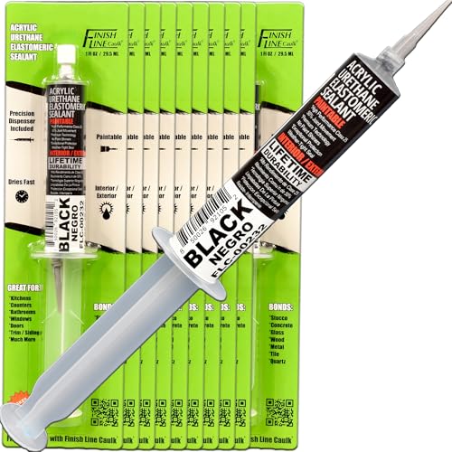 Image of Finish Line Caulk 30mL Pre-Filled Precision Caulk Applicator Black 10-Pack | Clean, Controlled Application with Less Mess and Rework