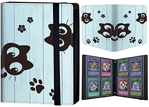 Trading Card Binder 4 Pocket, 400 Card Capacity, Wooden Cat