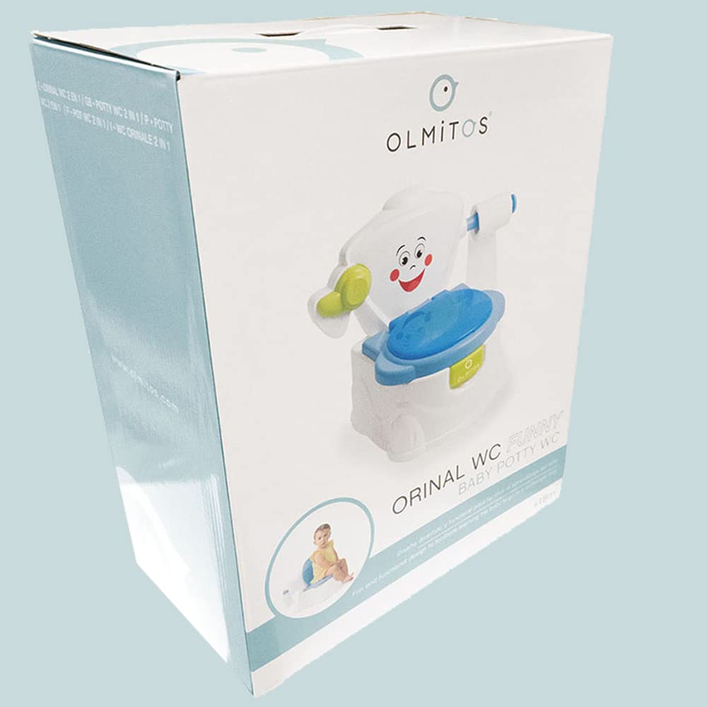 Orinal Aprendo ir al baño Blanco de Olmitos- Se puede utilizar como reductor de WC - Con portarollos para el papel y cadena - Vaso interior extraible para facilitar la limpieza… (Blanco)