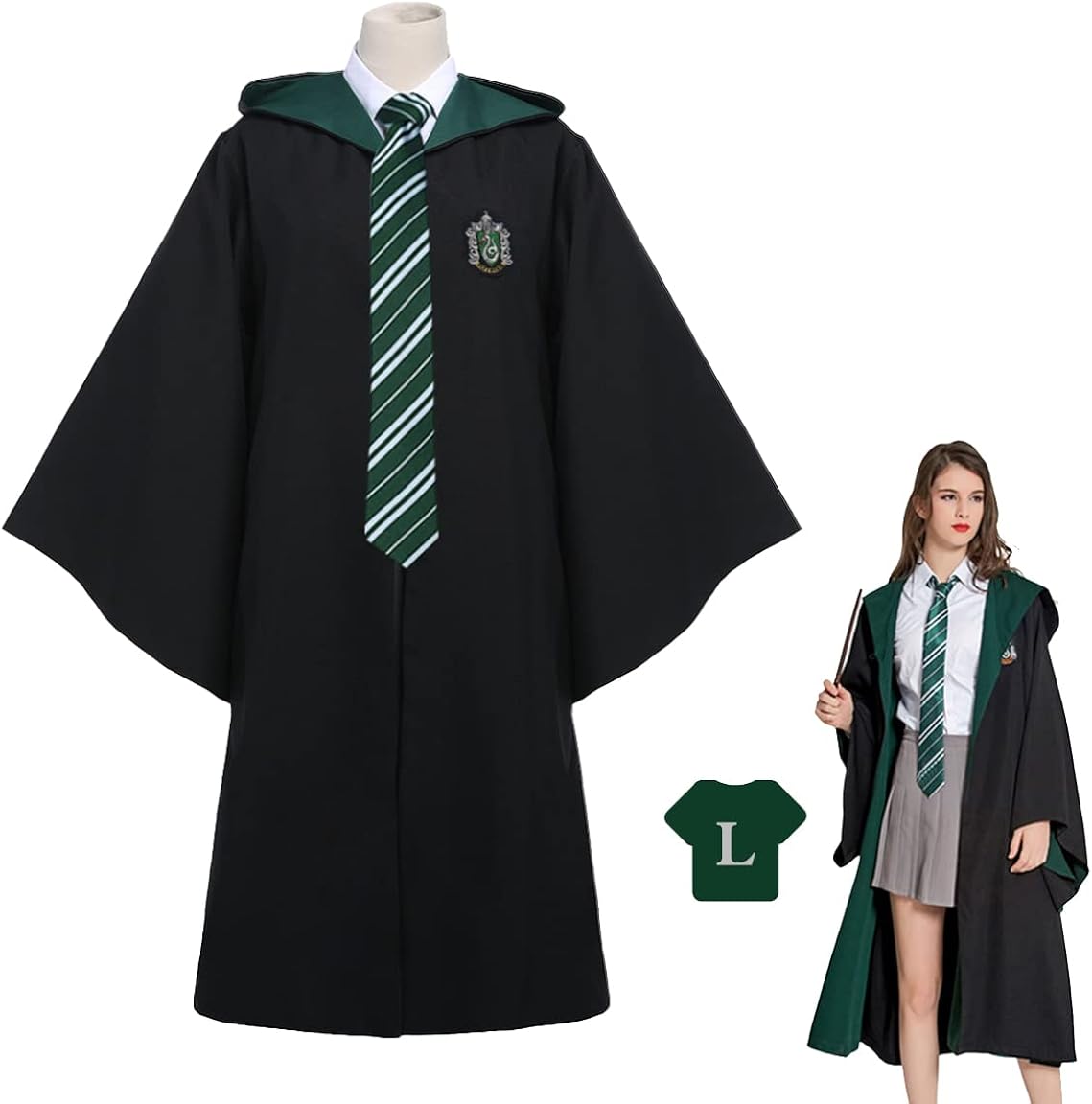 IOHIO Disfraz de Mago Cosplay,Disfraz de Slytherin,harry potter Disfraz de Capa de Mago,Disfraz de Halloween de Carnaval de Fiesta Mágica, talla L,Rojo
