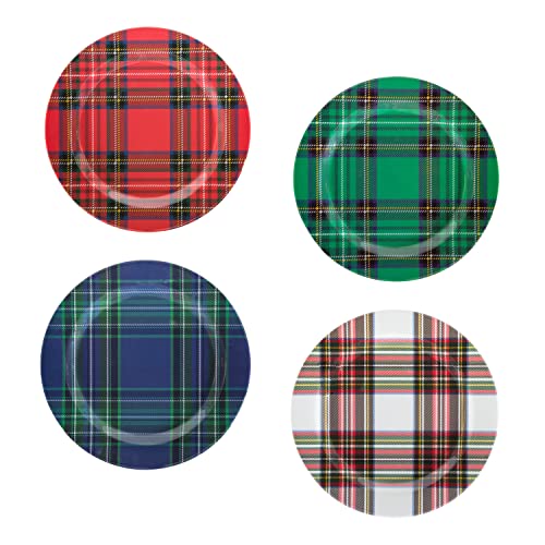 C.r. Gibson Holiday Plate Set For Dinners And Parties, Plaid, Reusable, Melamine, 4 Count, 9" Diameter (Qaps2-24058) #TOP3